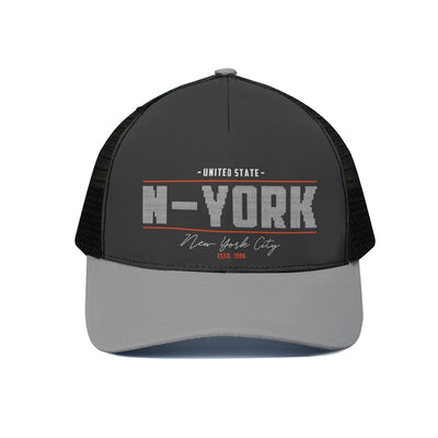 New York Unisex Trucker Hat With Black Half-mesh - Jacketon