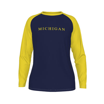 Camiseta de manga larga con mangas raglán de los Wolverines de la Universidad de Michigan
