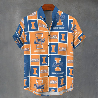 University of Illinois Fighting Illini Linen Style Stand Collar Shirt