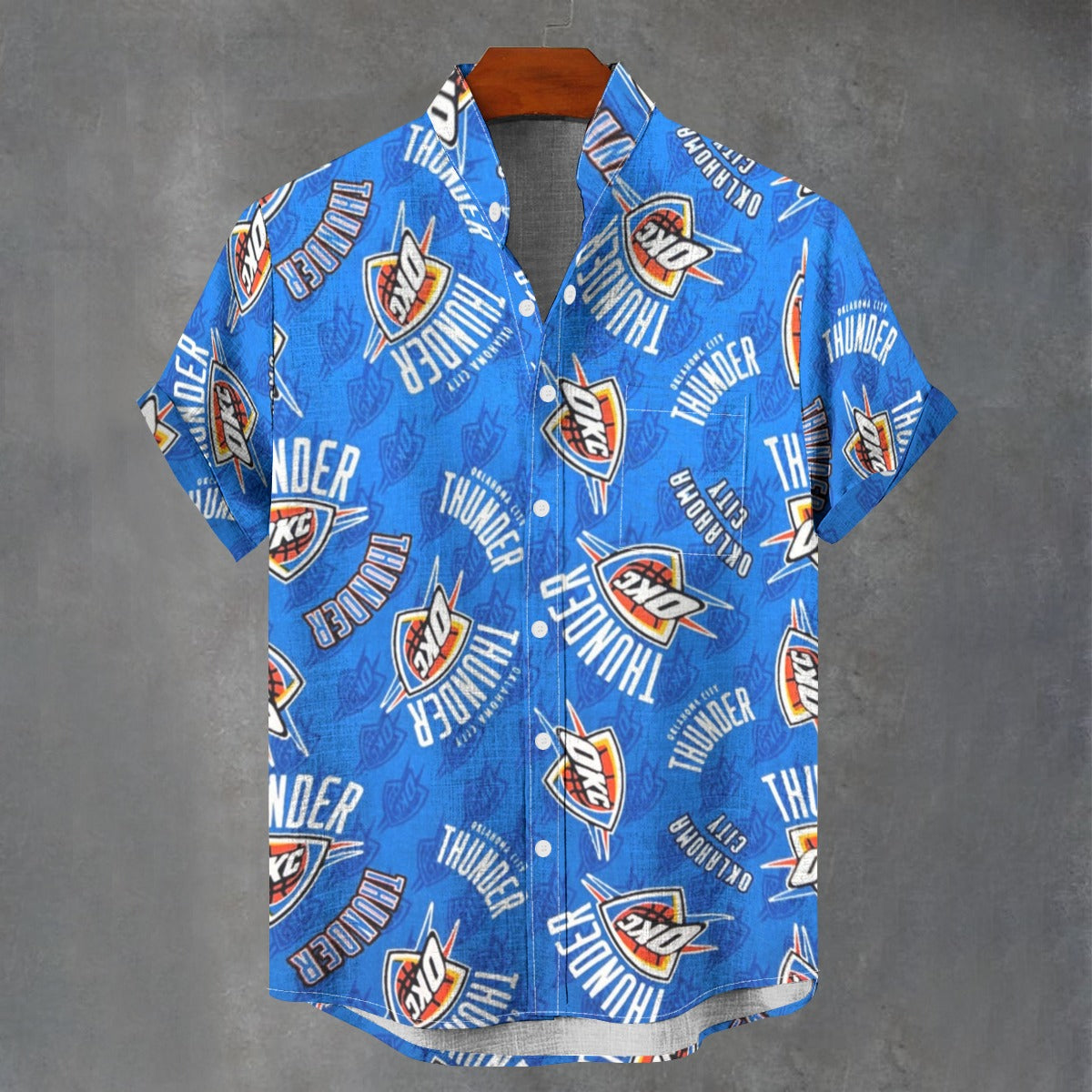 Oklahoma City Thunder Stand Collar Shirt|110GSM Imitation Flax - Jacketon