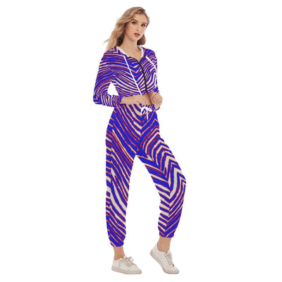 Conjunto deportivo con capucha corta para mujer con estampado de cebra de los Buffalo Bills de la NFL