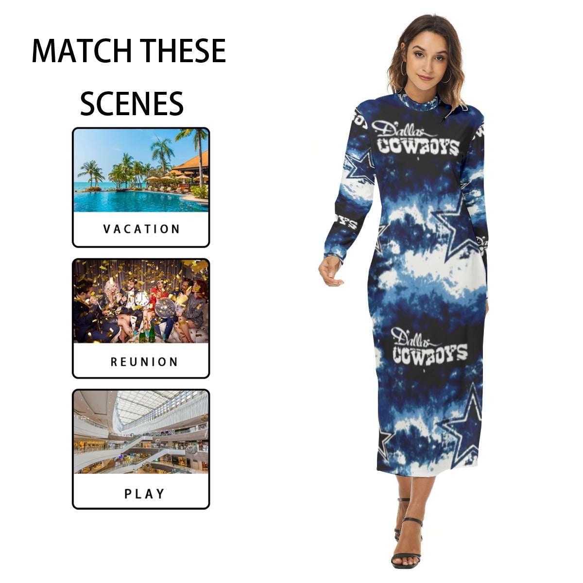 Nfl Football Dallas Cowboys tie dye  Women's Hip Dress