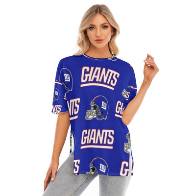 New York Giants Women's Short Sleeve T-Shirt with Hem Split for Casual Style