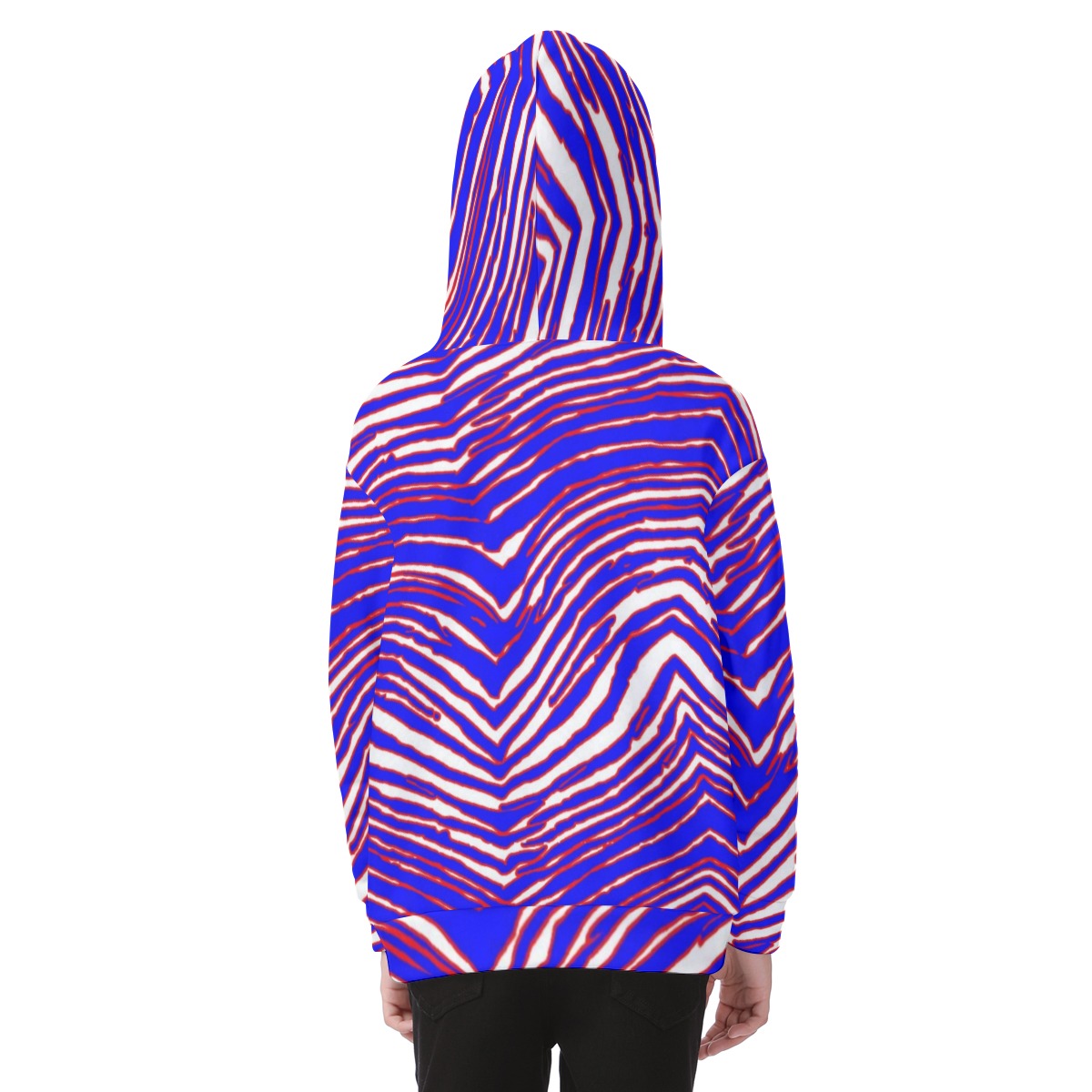 Nfl Football Buffalo Bills zubaz zebra print Kid's Heavy Fleece Zip Up Hoodie
