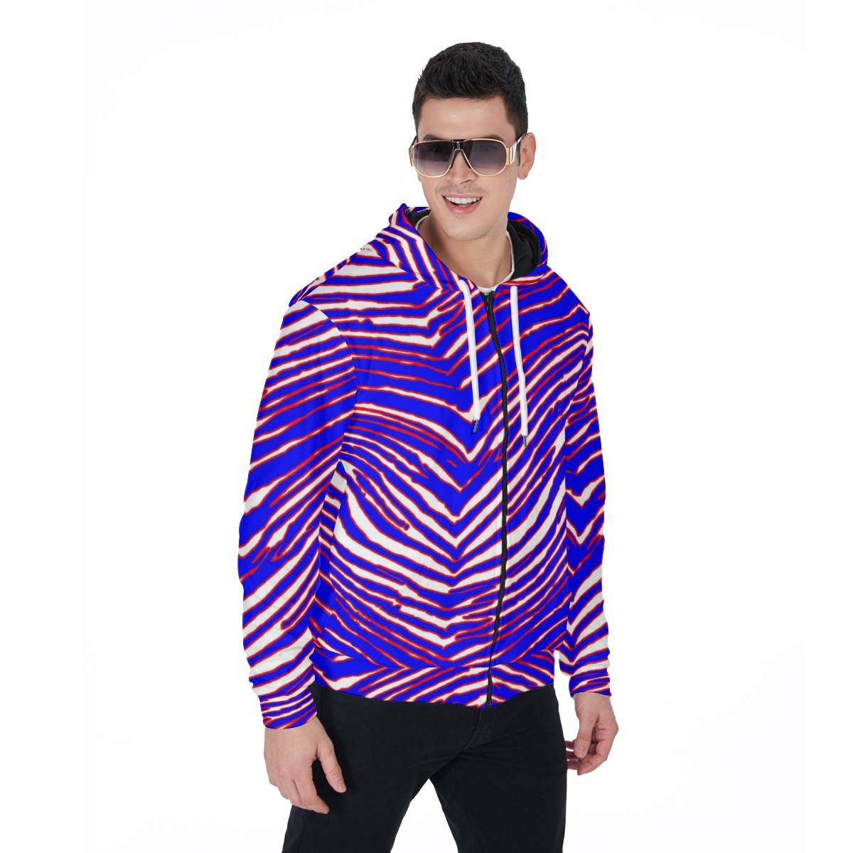 Sudadera con capucha y bolsillo con estampado de cebra de los Buffalo Bills de la NFL