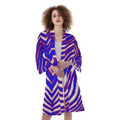Bata kimono de satén para mujer con estampado de cebra de los Buffalo Bills de la NFL