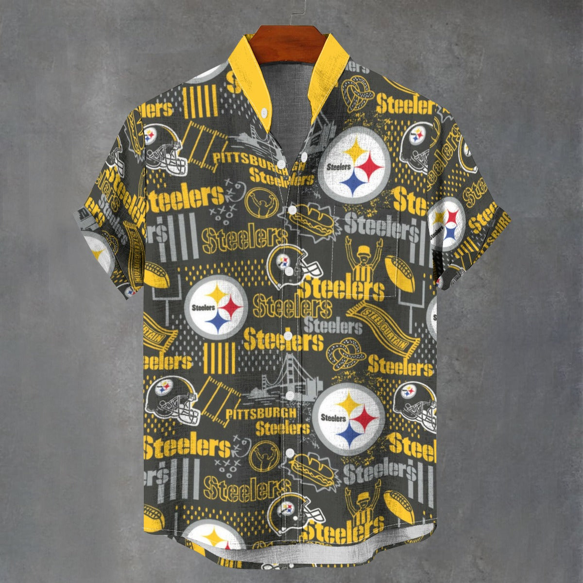 Pittsburgh Steelers Stand Collar Shirt|110GSM Imitation Flax