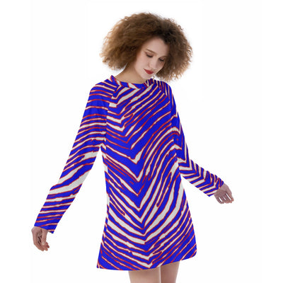 Vestido con mangas raglán para mujer, estampado de cebra, de los Buffalo Bills de la NFL