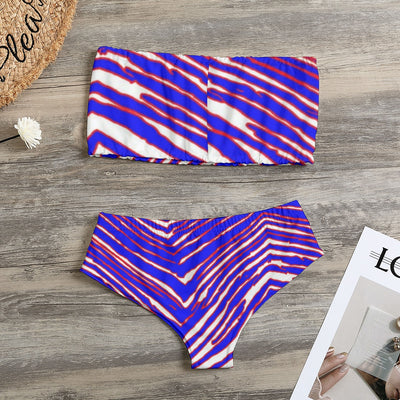 Traje de baño bikini sin tirantes para mujer con estampado de cebra de los Buffalo Bills de la NFL