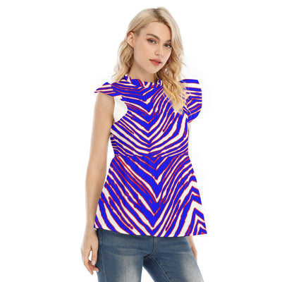 Blusa para mujer con estampado de rayas de cebra y encaje de hoja de loto de los Buffalo Bills de la NFL