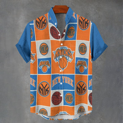 New York Knicks Stand Collar Shirt|110GSM Imitation Flax