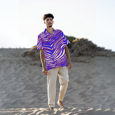 Camisa hawaiana con estampado de cebra de los Buffalo Bills de la NFL para hombre con cierre de botones