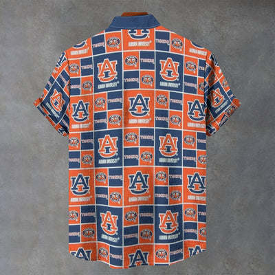 Auburn University - Tigers Stand Collar Shirt|110GSM Imitation Flax