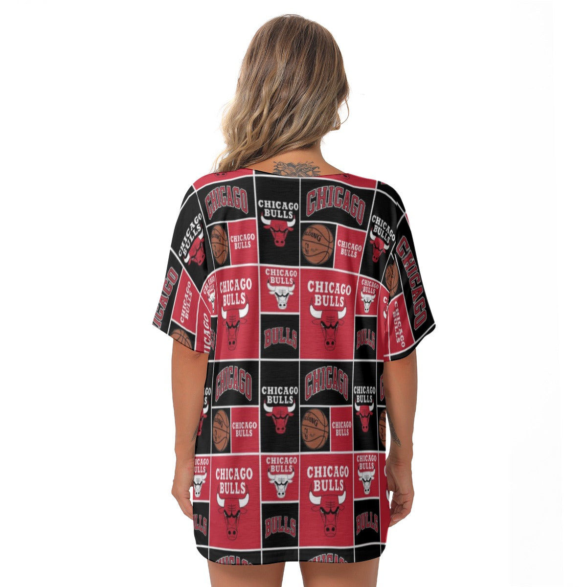 Chicago Bulls Women's Bat Sleeves V-Neck Blouse