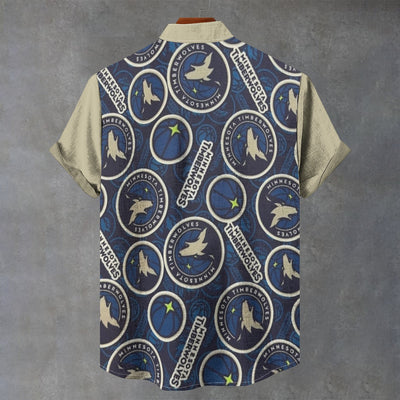 Minnesota Timberwolves Stand Collar Shirt|110GSM Imitation Flax