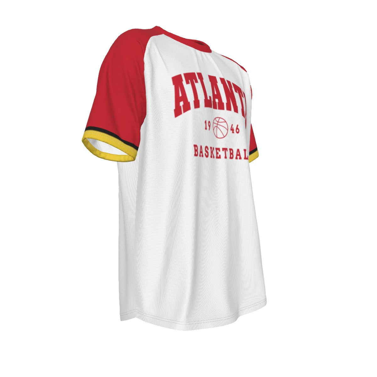 Atlanta Hawks 1946 vintage style basketball ba red wite raglan O-neck Short Sleeve T-shirt