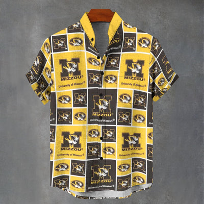 University of Missouri Tigers Stand Collar Shirt in Imitation Flax 110GSM
