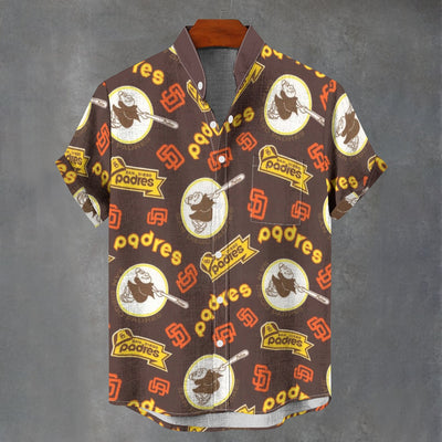 San Diego Padres Stand Collar Shirt in 110GSM Imitation Flax for Ultimate Comfort and Style