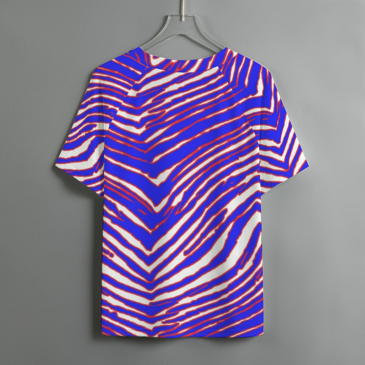 Camiseta de fútbol americano de la NFL Buffalo Bills con estampado de cebra Zubaz para mujer, cuello en V y manga corta