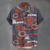 Chicago Bears Stand Collar Shirt|110GSM Imitation Flax