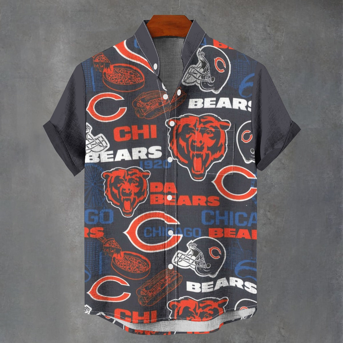 Chicago Bears Stand Collar Shirt|110GSM Imitation Flax
