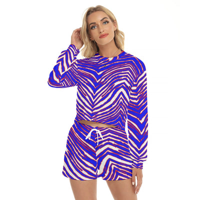 Conjunto de sudadera corta y pantalón con estampado de cebra de los Buffalo Bills de la NFL para mujer