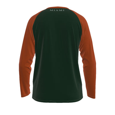 Universidad de Miami - Camiseta de manga larga con mangas raglán de los Hurricanes