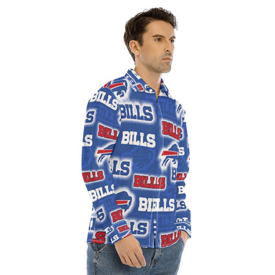 Buffalo Bills men's shirt, NFL lapel collar shirt, Bills concealed placket shirt, Buffalo Bills fan apparel, professional Buffalo Bills clothing, men's NFL dress shirt, Buffalo Bills merchandise