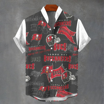 Tampa Bay Buccaneers Stand Collar Shirt|110GSM Imitation Flax