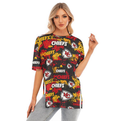 Kansas City Chiefs Women's Short Sleeve T-Shirt with Hem Split for Casual Summer Style