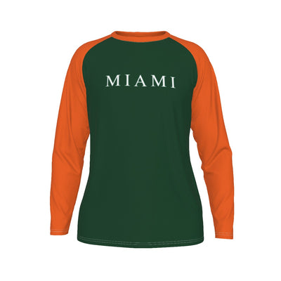 Universidad de Miami - Camiseta de manga larga con mangas raglán de los Hurricanes