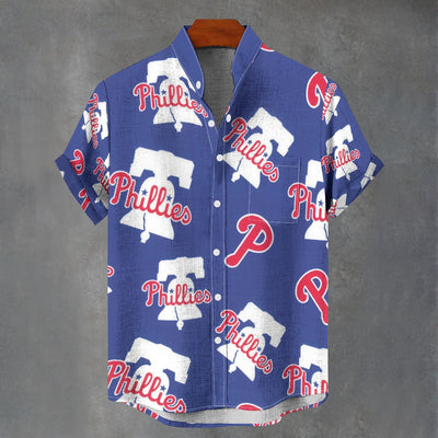 Philadelphia Phillies Stand Collar Shirt in 110GSM Imitation Flax for Ultimate Comfort and Style