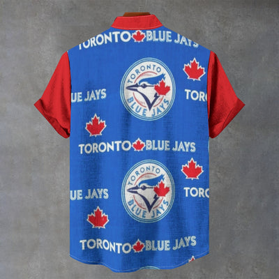 Toronto Blue Jays Stand Collar Shirt in 110GSM Imitation Flax for Ultimate Comfort and Style