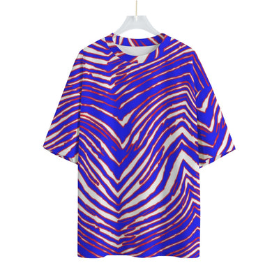 Camiseta unisex con hombros caídos y estampado de cebra de los Buffalo Bills de la NFL