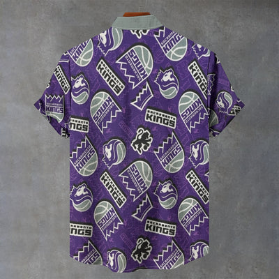 Sacramento Kings Stand Collar Shirt|110GSM Imitation Flax