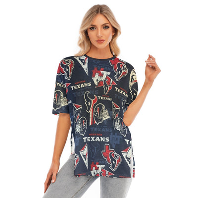 Houston Texans Women's Short Sleeve T-Shirt with Hem Split for Casual Style
