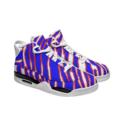 Zapatillas de baloncesto de fútbol americano de la NFL Buffalo Bills con estampado de cebra y amortiguación antideslizante.