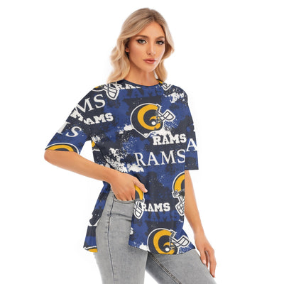 Los Angeles Rams NFL Women's Short Sleeve T-Shirt with Hem Split for Casual Summer Style