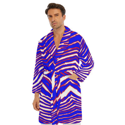 Bata de lana de borrego para hombre con estampado de cebra de los Buffalo Bills de la NFL