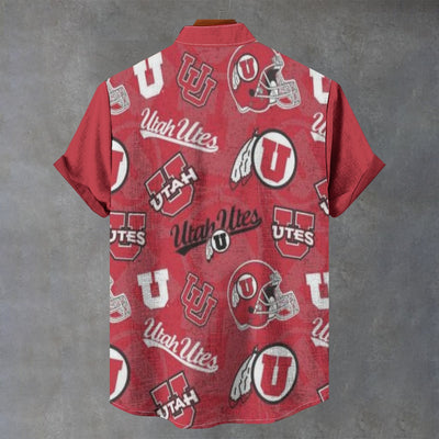 University of Utah - Utes Collar Shirt|110GSM Imitation Flax