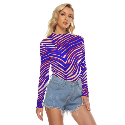Camiseta de malla para mujer con estampado de cebra de los Buffalo Bills de la NFL