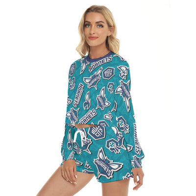 Conjunto de sudadera y pantalón corto de baloncesto de la NBA para mujer de los Charlotte Hornets