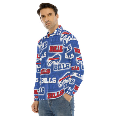 Buffalo Bills Nfl football fans Men's Lapel Collar Shirt With Concealed Placket