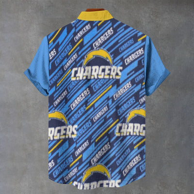 Los Angeles Chargers Stand Collar Shirt|110GSM Imitation Flax