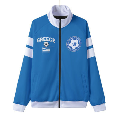 Greece National Football Team Stand Collar Jacket – Unisex Lightweight Lining for Fans