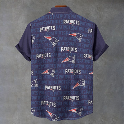 New England Patriots Stand Collar Shirt|110GSM Imitation Flax