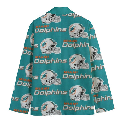 Blazer de cuello de solapa plana de los Miami Dolphins