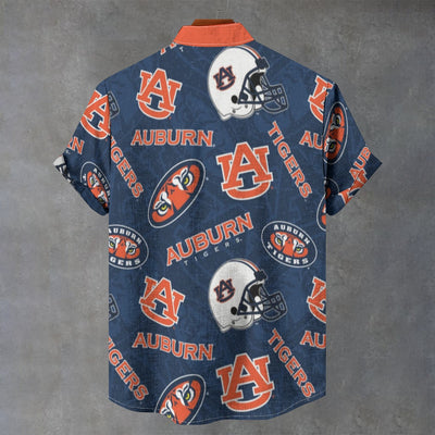 Auburn University - Tigers Stand Collar Shirt|110GSM Imitation Flax