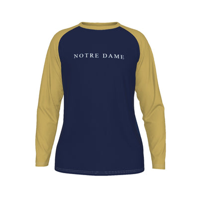 Universidad de Notre Dame - Camiseta de manga larga con mangas raglán de los Fighting Irish