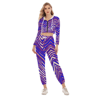 Conjunto deportivo con capucha corta para mujer con estampado de cebra de los Buffalo Bills de la NFL